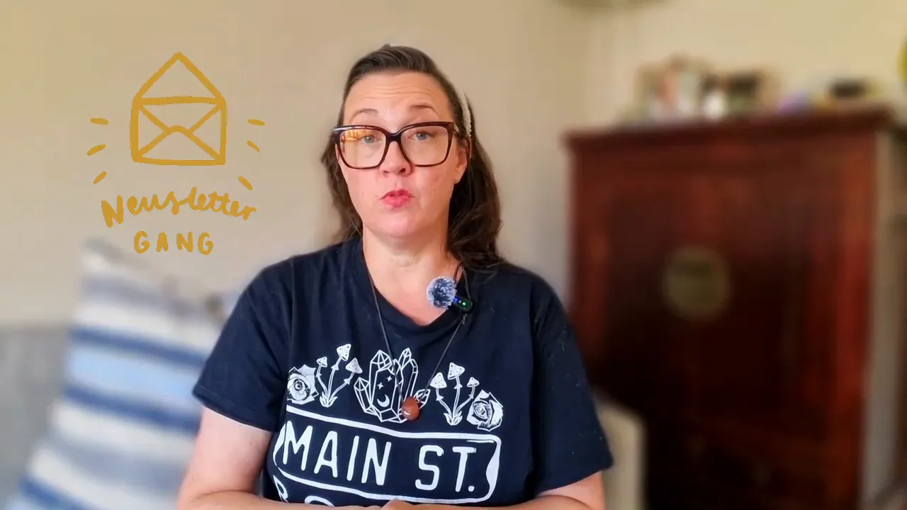 Susan inviting viewers to subscribe and join the newsletter