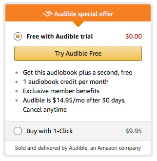 Add Audible book to your purchase for just $1.99