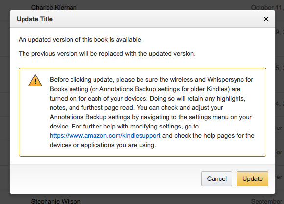 Do you have an update available for your Kindle book?