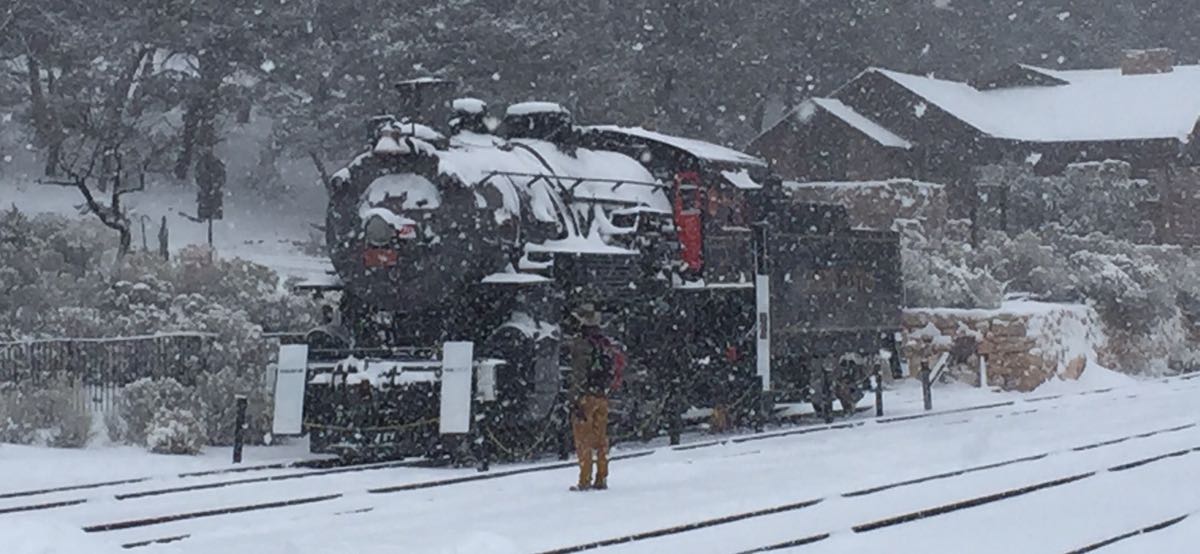 Family on a Train in the Snow