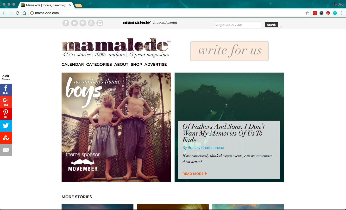 Father on the front page of Mamalode magazine … for moms!